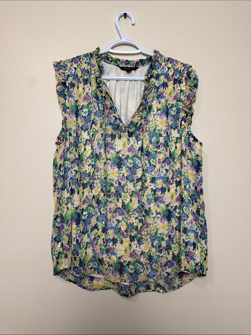 Tamara H Floral V-Neck Sleeveless Lined Top - size XL